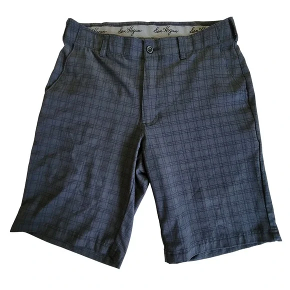 Ben Hogan Golf Shorts Mens 32 Gray Plaid Performance‎ Stretch Moisture Wicking