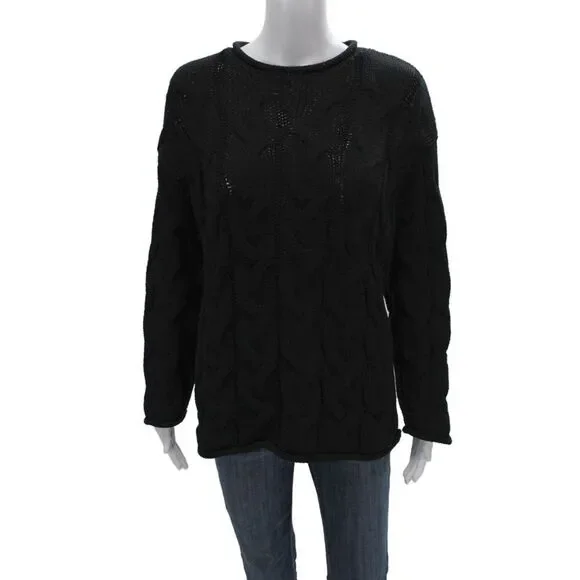 Zara Unisex Black Crew Neck Pullover Sweater Long Sleeve Size M