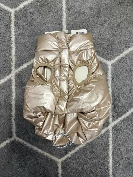 Quilted Puffer Bubble Chic Winter Dog Jacket Coat Warm MEDIUM Shiny Pink Gold