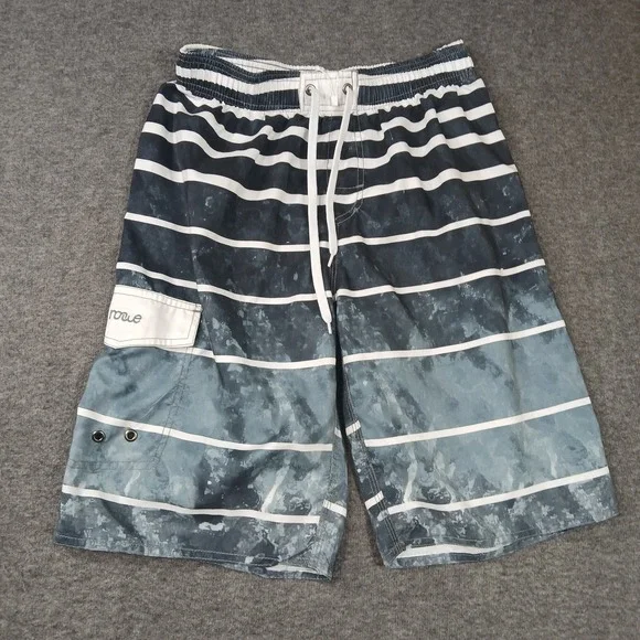 Nonwe Men's Size‎ 30 Board Shorts Swim Trunks Lined Striped Tie Waist.