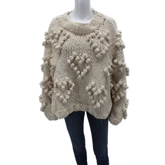 Interstyle Unisex Pullover Sweaters Beige Round Neck Long Sleeve Size One Size