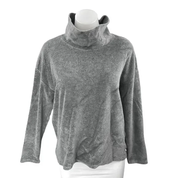 Banana Republic Women's Gray Velvet Velour Long Sleeve Turtleneck Sweater Top M