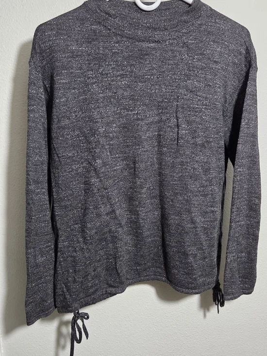 Pure Jill JJill Charcoal Gray Knit Sweater with Drawstring Small