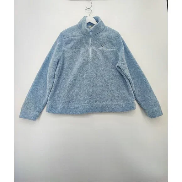 Vineyard Vines Women’s Size XL 1/4 Zip Pullover Sherpa Fleece Blue Casual