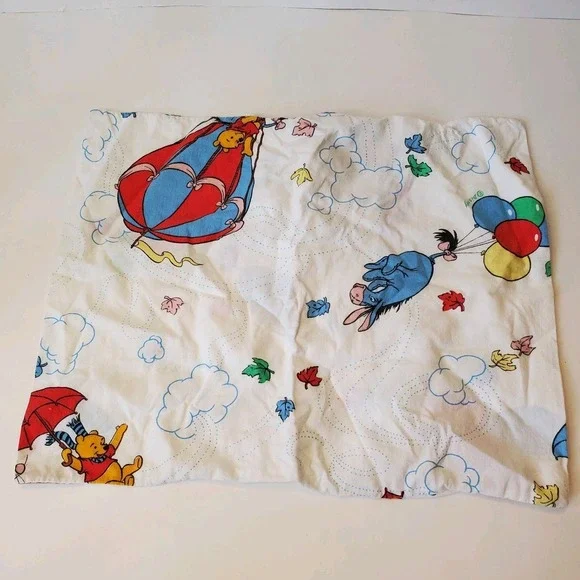 Winnie The Pooh Vintage Small Toddler‎ Pillow Case Umbrella Eeyore Balloons