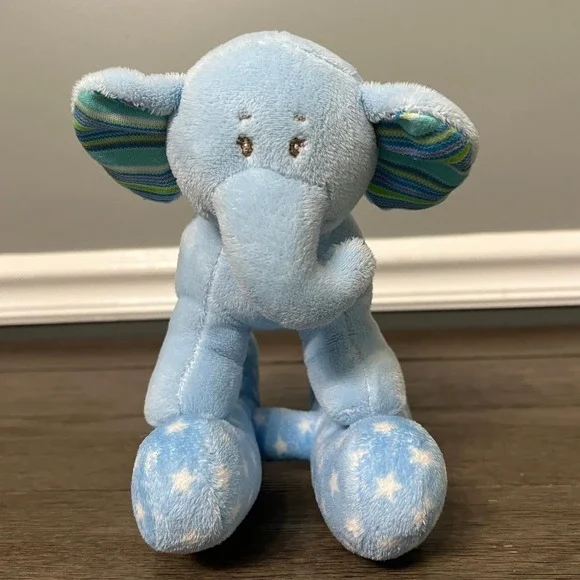 Vintage‎ Babies R Us Blue Elephant Plush Toy Starry Rocker Stuffed Animal