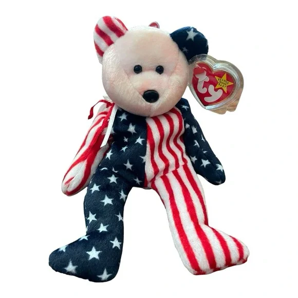 Ty Beanie‎ Baby Spangle - MWMT (Bear White Head 1999) Patriotic