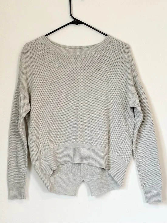 LOFT Light Gray Waffle Knit Casual Crewneck Sweater - Size: Extra Small