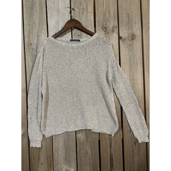 Brandy Melville OS‎ gray knit sweater 🤍 boxy fit made in Italy