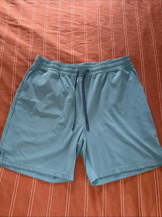 Light Blue Men’s Athletic Shorts with Drawstring Waist