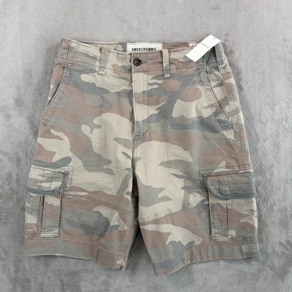 Vintage Abercrombie & Fitch Drawcord Cargo Camo‎ Shorts Men 30 Surplus Army NWT