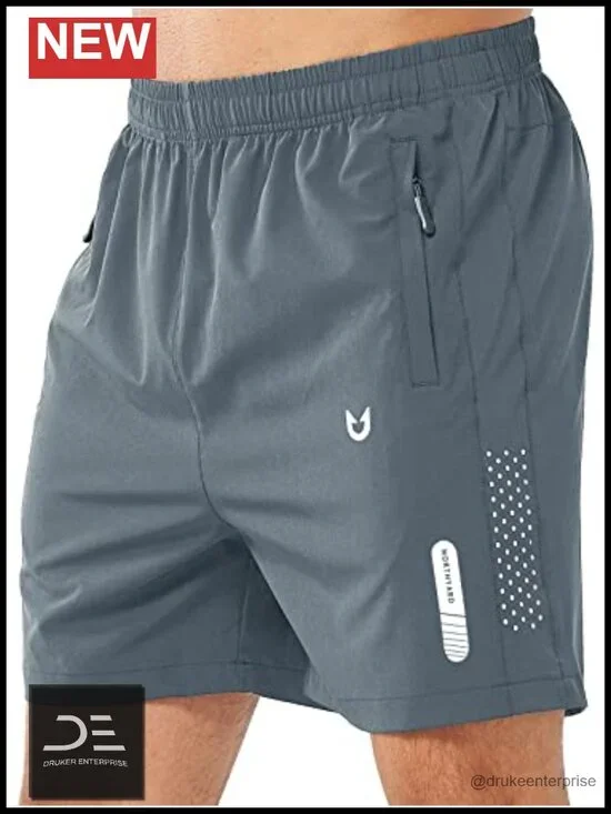 Men's Athletic Running Shorts Quick Dry Lightweight Zipper Pockets UPF 50+