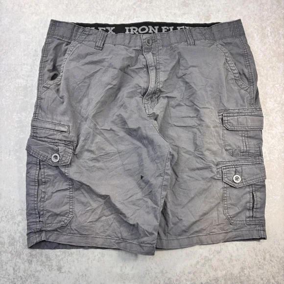 Iron Flex Mens 38 Gray Cargo Shorts Baggy Multi Pocket Utility Y2K Skater Grunge