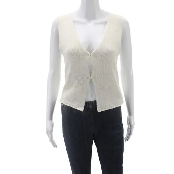 Rumored Women Ivory V-Neck Sweater Vest Sleeveless Size S