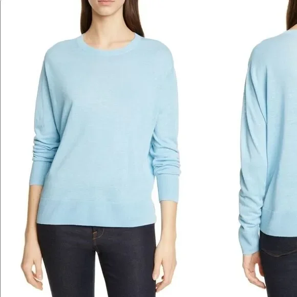 Nordstrom Signature Linen Blend Lightweight Sweater Lt Blue M