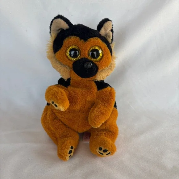 Ty Beanie Boos Ace German Shepherd Dog Plush Tan Black Glitter Eyes 6‎ Inch