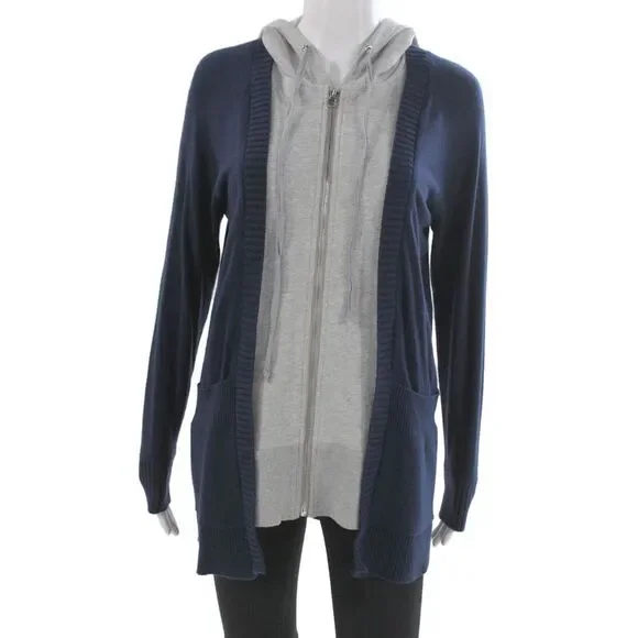 Central Park West Womens Full-Zip Hoodie Gray Drawstring Long Sleeve Size XS