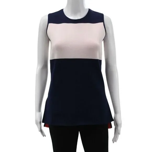 Derek Lam Womens Colorblock Sleeveless Tunic Crew Neck Blue Size 0P