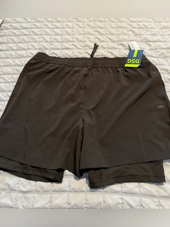 DSG Men's Black Athletic 2-in-1 Running Shorts