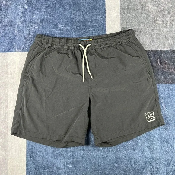 Empyre Mens Black Nylon Shorts Size Medium Elastic Waist Streetwear Athletic