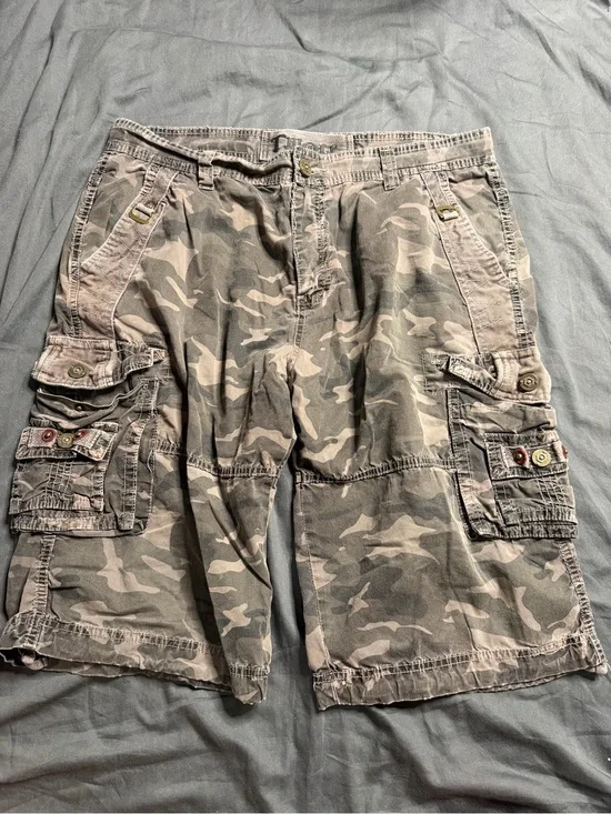 Men's Camo Cargo Shorts - Gray Woodland