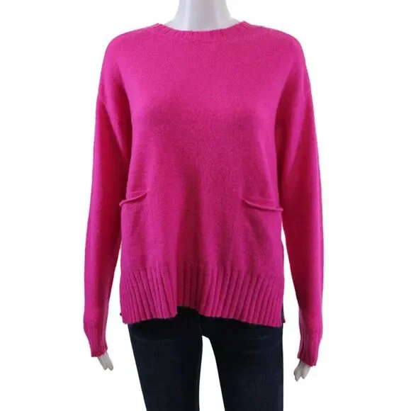 Renuar Womens Front Pockets Crew Neck Pullover Sweater Orchid Size XXL