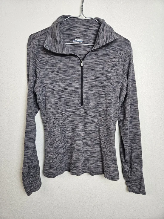 Columbia Women's Grey Space-Dye Pullover Long Sleeve Top Medium