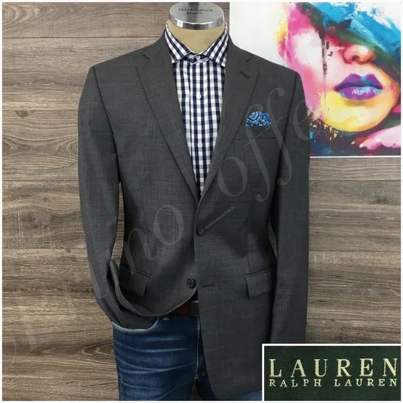 Mens Ralph Lauren Blazer Sport Coat Sport‎ Jacket Wool 40L Men Button Coats Suit