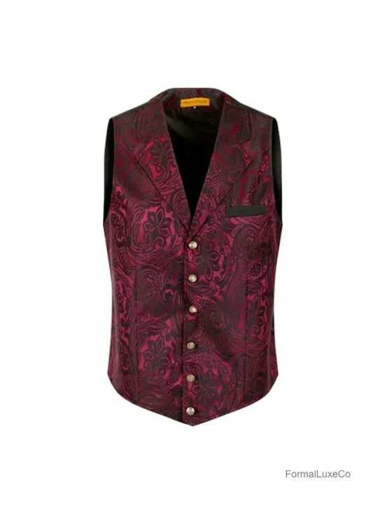 Victorian Gothic Steampunk Vest Paisley Formal Waistcoat Tuxedo Suit Vest for