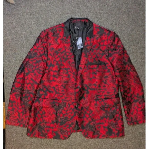 INC International Concepts Red Floral Abstract Blazer Jacket Suit Men's 3XL NWT