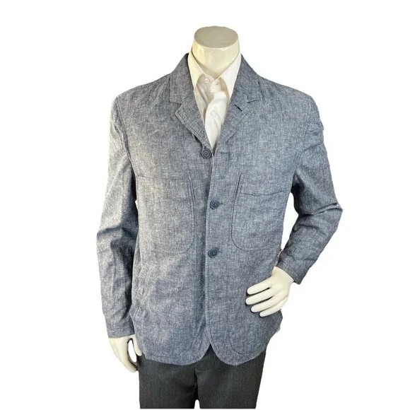 Jack Threads Sport Coat Mens 40R Gray Linen Cotton Blend Working Cuffs
