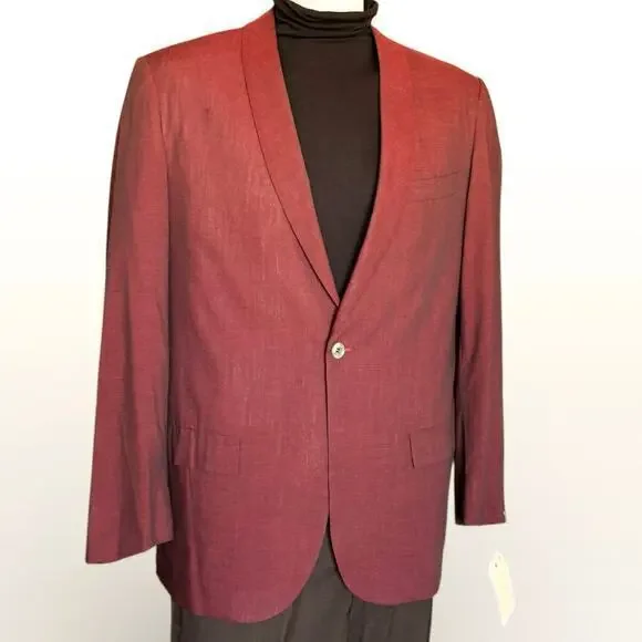 1960s David’s Palm Beach Mod Tuxedo Blazer Red 38S Jacket One Button Maroon Tux