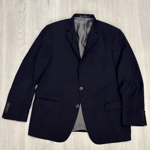 🔥BUNDLESALE 46R Hart Schaffner Marx Classic Navy Blue Blazer Sports Coat Jacket