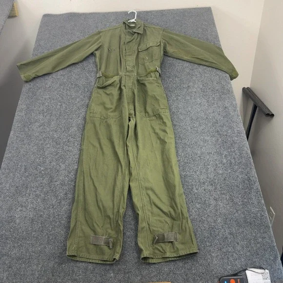 Vintage Gibraltar Coveralls Men Small Green Cotton Sateen Graphic Workwear Style