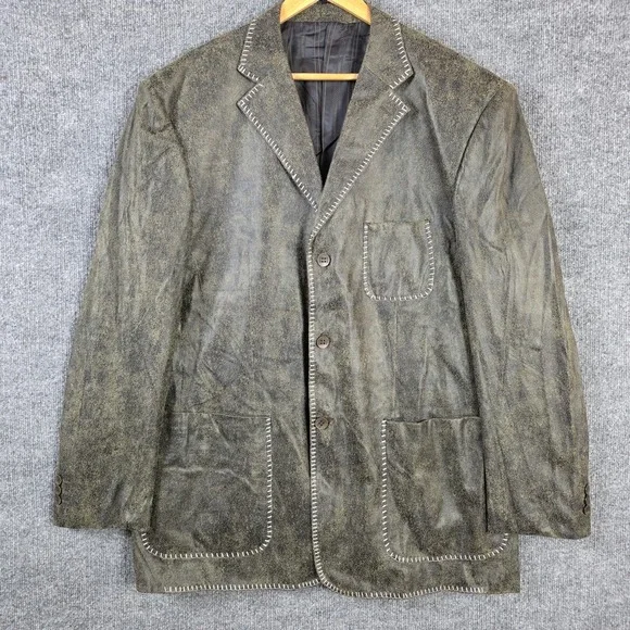 Venzetti Blazer Mens XXL Distressed Faux Leather Rockabilly Western Whipstitch
