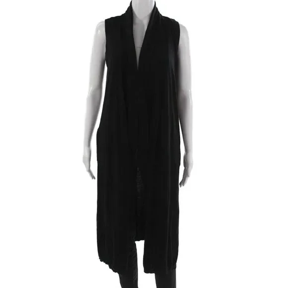 Splendid Women Classic Solid Black Vest Size S