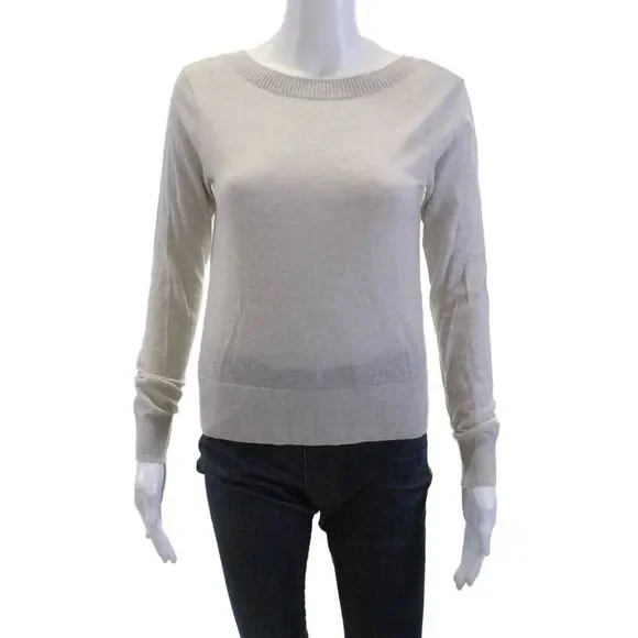 Club Monaco Womens Beige Cashmere Pullover Crew Neck Long Sleeve Size XS