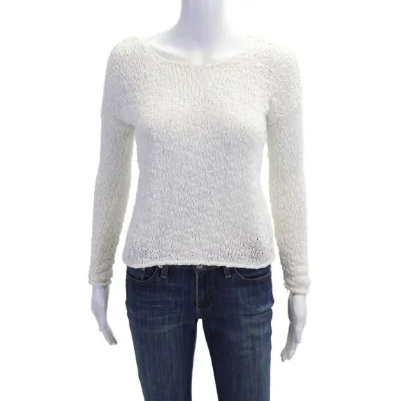 Graham & Spencer Unisex White Cotton Pullover Sweater Long Sleeve Size S