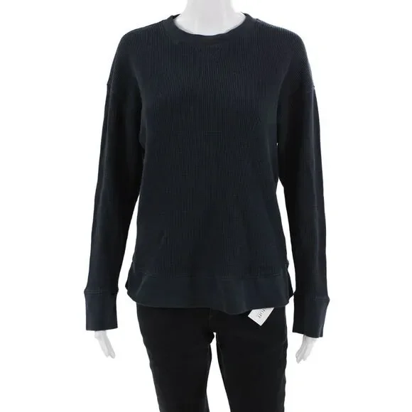 Theory Unisex Dark Blue 100% Pima Cotton Crew Neck Pullover Sweatshirts Size M