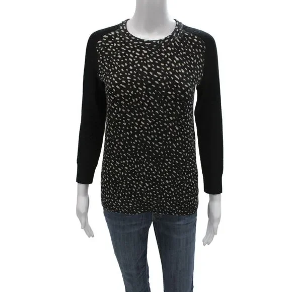 Tory Burch Unisex Pullover Sweater Black Cotton Polyester Crew Neck Size XS