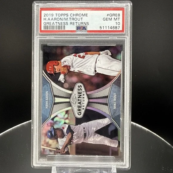 2019 Topps Chrome Greatness Returns Hank Aaron Mike Trout PSA 10 GEM MINT