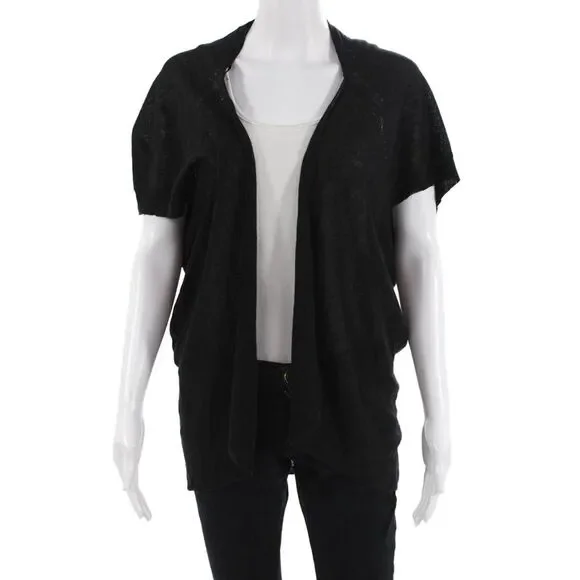 Gerard Darel Women Black Wool Short Sleeve Sweater Designer Size 1