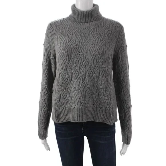 Kangra Women Pullover Sweater Turtleneck Wool Gray Long Sleeve Size 40