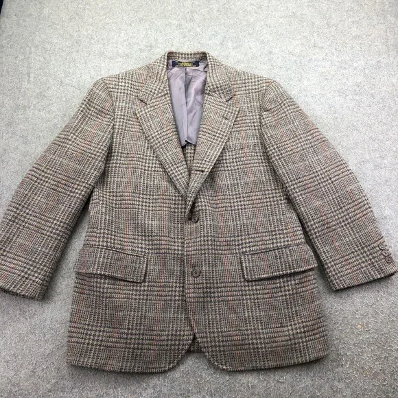 Vintage Brooks Brothers Blazer Mens 41 Brown Plaid Wool Tweed Sport Coat USA