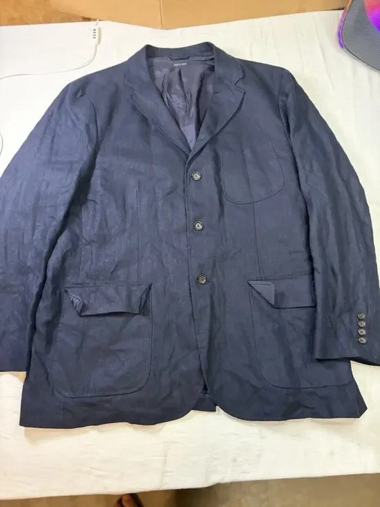 VTG Polo Ralph Lauren Blazer Men’s XXL Navy 100% Linen Sport Coat Jacket Macau