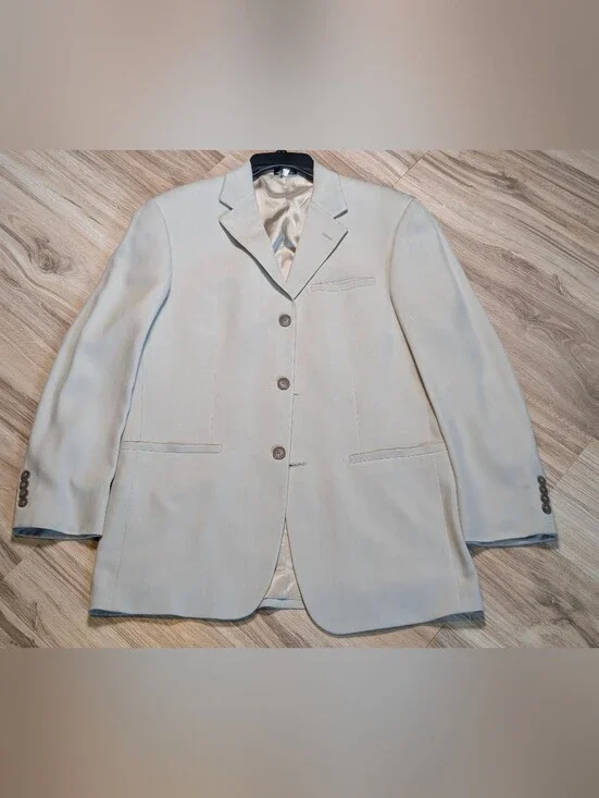 Geoffrey Beene Tan 100% Silk Sport Coat Jacket 3 Button