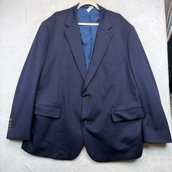 State & Liberty Mens Blazer 52 Navy Blue Stretch Performance Sport Coat