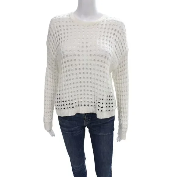WISPR Unisex White Pullover Crew Neck Cotton Nylon Silk Size XS