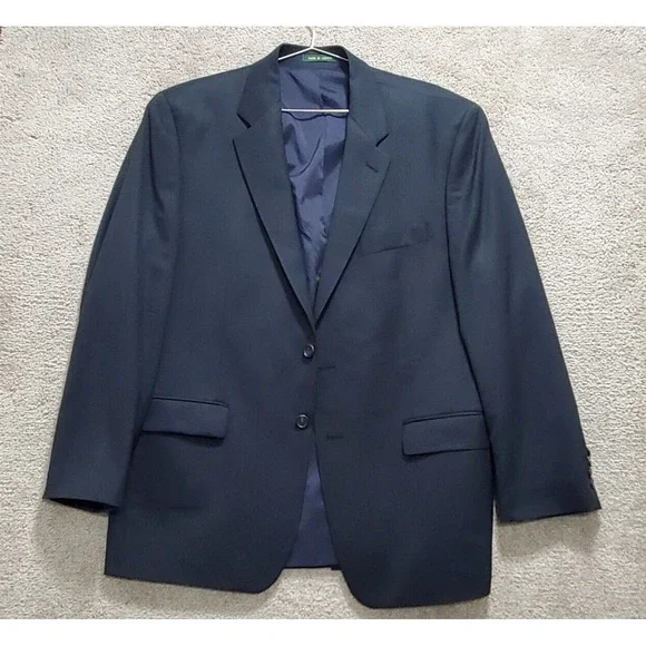 Ralph Lauren Blazer‎ Men's 44 Blue Regular Wool Single Breasted Career Formal