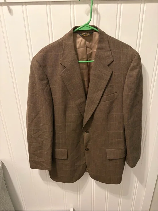 Vintage Brooks Brothers Blazer 41 RG Brown Houndstooth Windowpane Plaid Wool USA